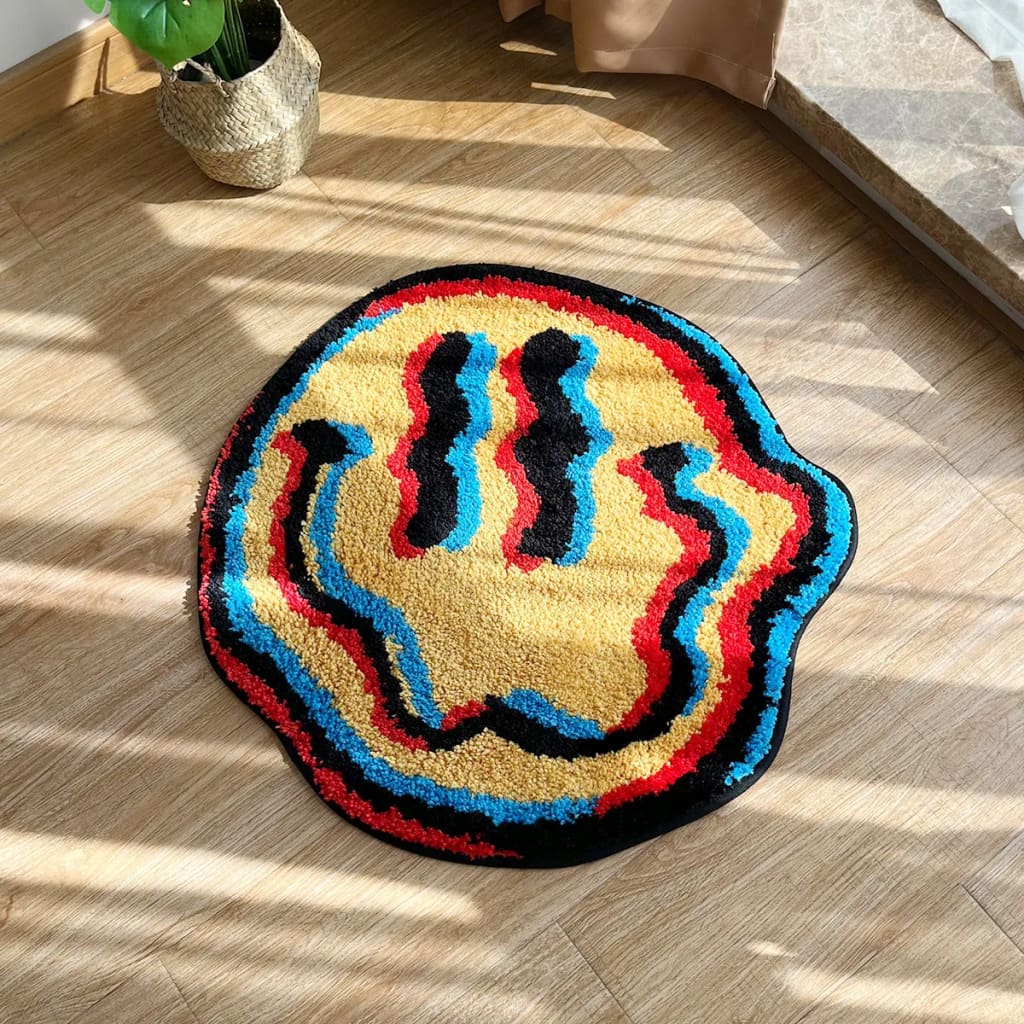 Trippy Smiling Abstract Wave Bath Mat - Image 4