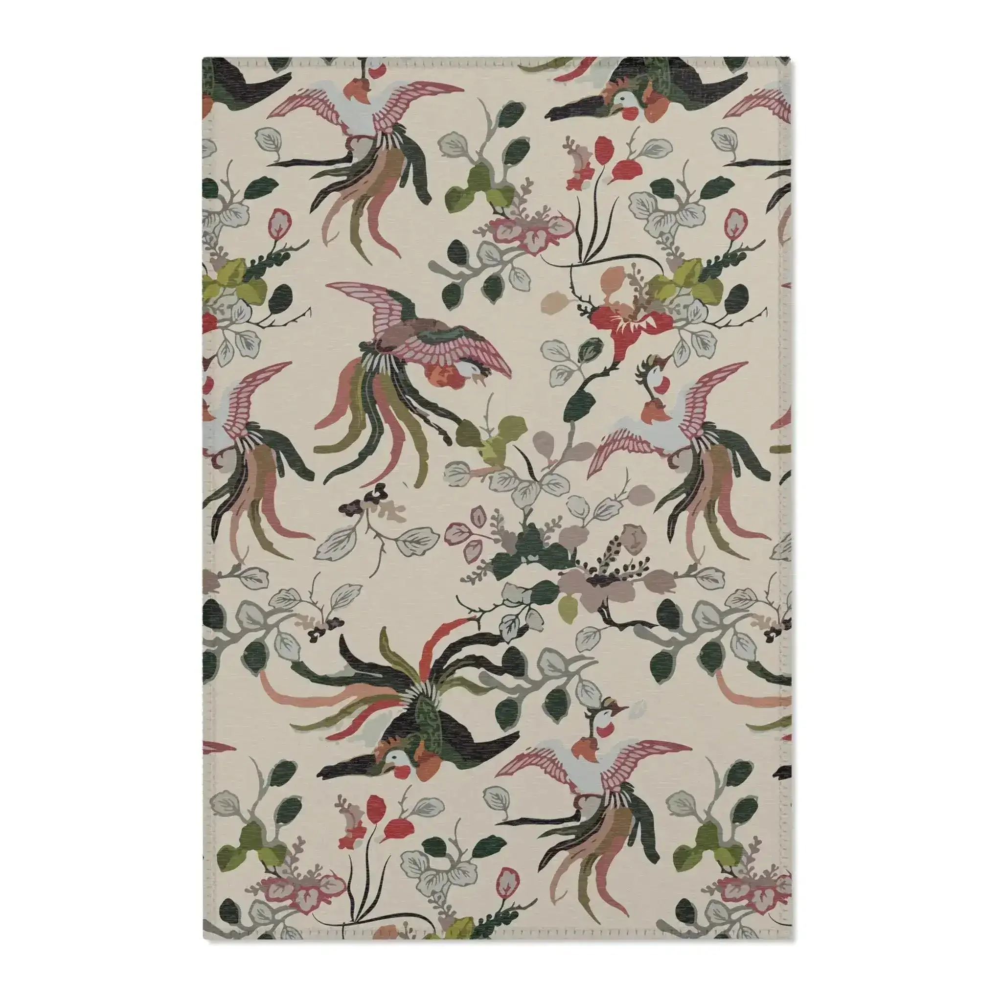 Tropical Birds and Blossoms on Cream Accent Rug - Image 2