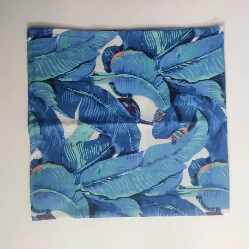 Tropical Leaf Block Printed Cotton Napkins - Image 2