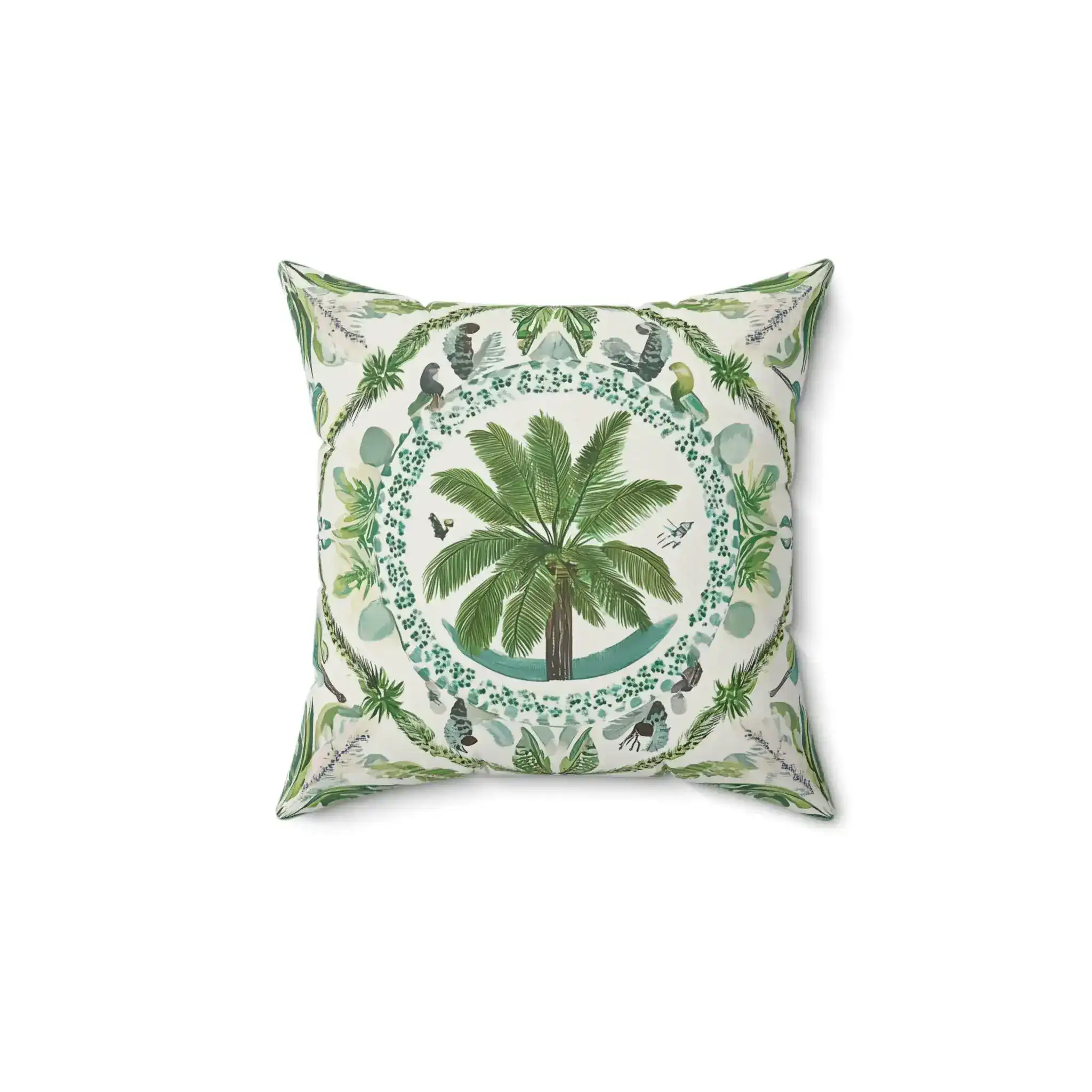 Tropical Oasis Palm Throw Pillow