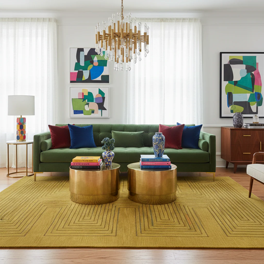 Turmeric Artic Geo Modern Hand Tufted Wool Rug - Image 2