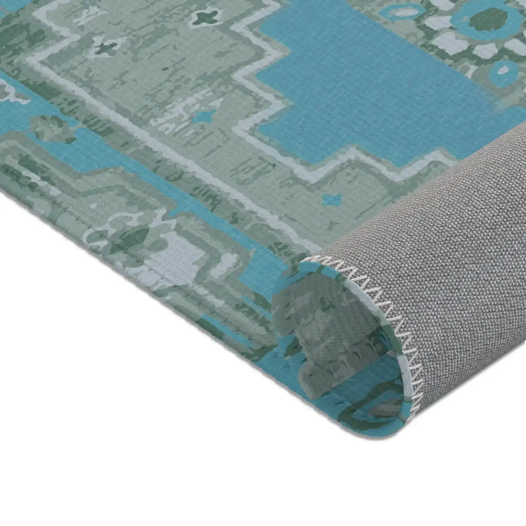 Turquoise & Sage Southwestern Geometric Accent Rug - Image 7