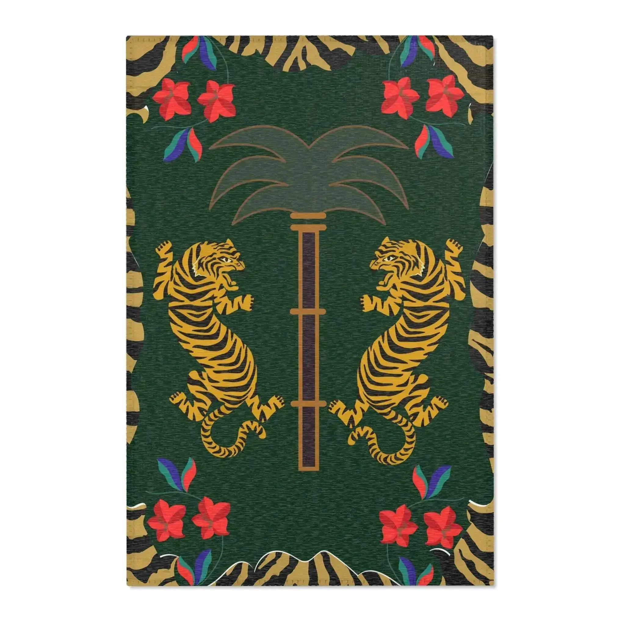 Twin Tigers Under Palm Tree Accent Rug - Image 2