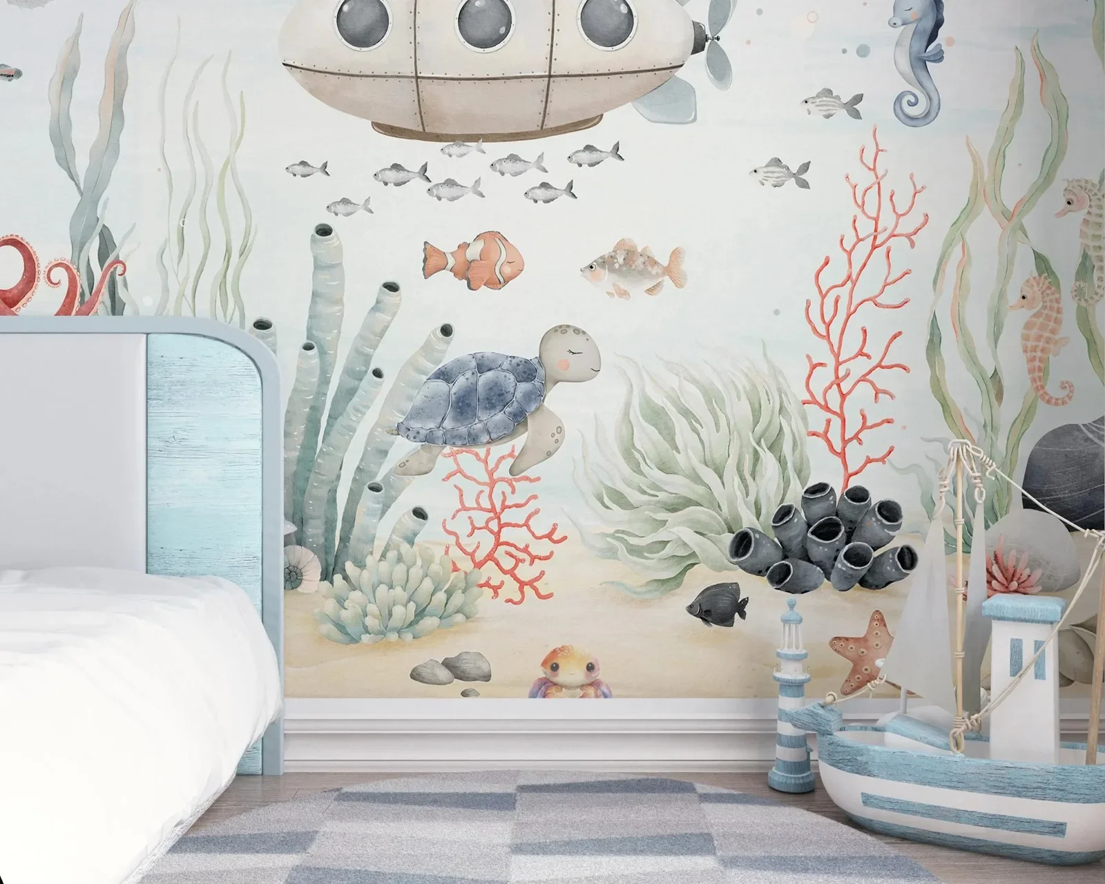 Underwater Sea World Nursery Wallpaper