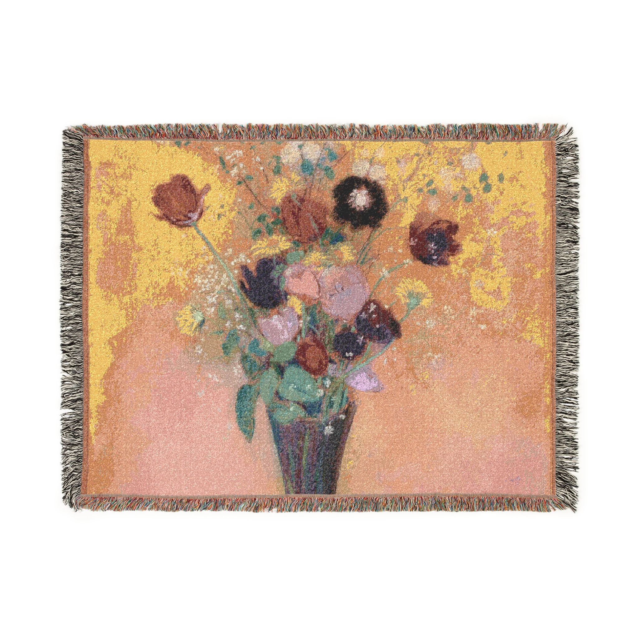 vase-of-flowers-odilon-redon | Woven Tapestry Blanket - Image 10