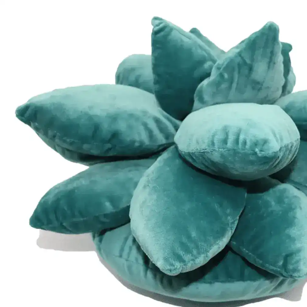 Velvet Green Succulent Plant Decorative Accent Pillow - Image 2