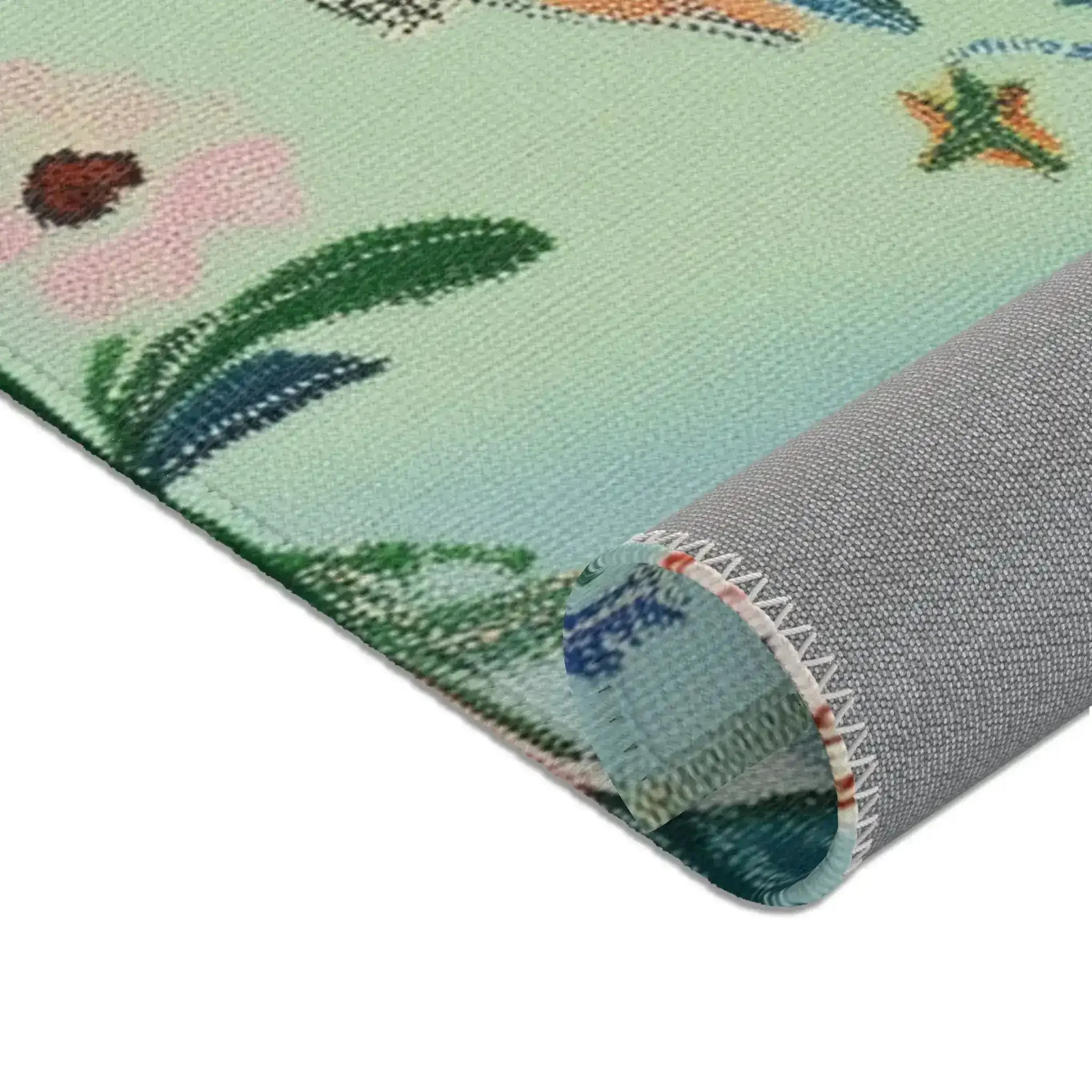 Verdant Harmony – Embroidered Garden Birds Accent Rug - Image 9