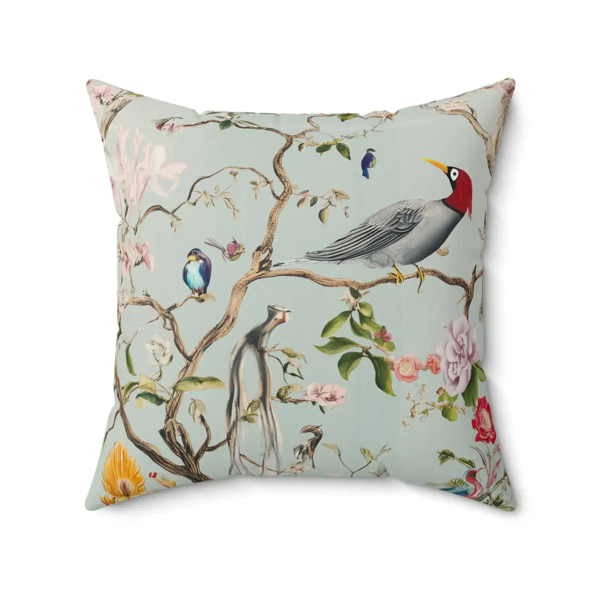 Verdant Songbird Garden Throw Pillow - Image 6