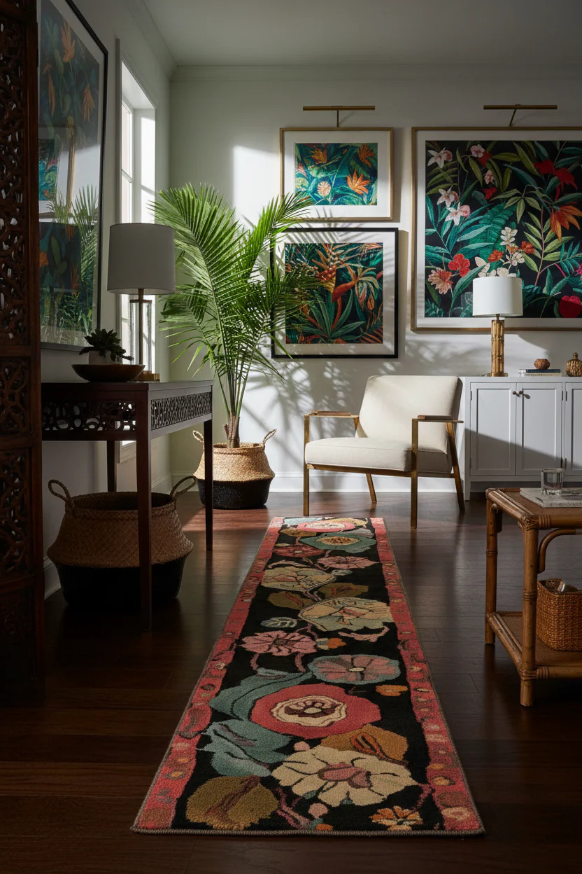 Verdant Symphony Hand Tufted Wool Rug Runner - Image 2