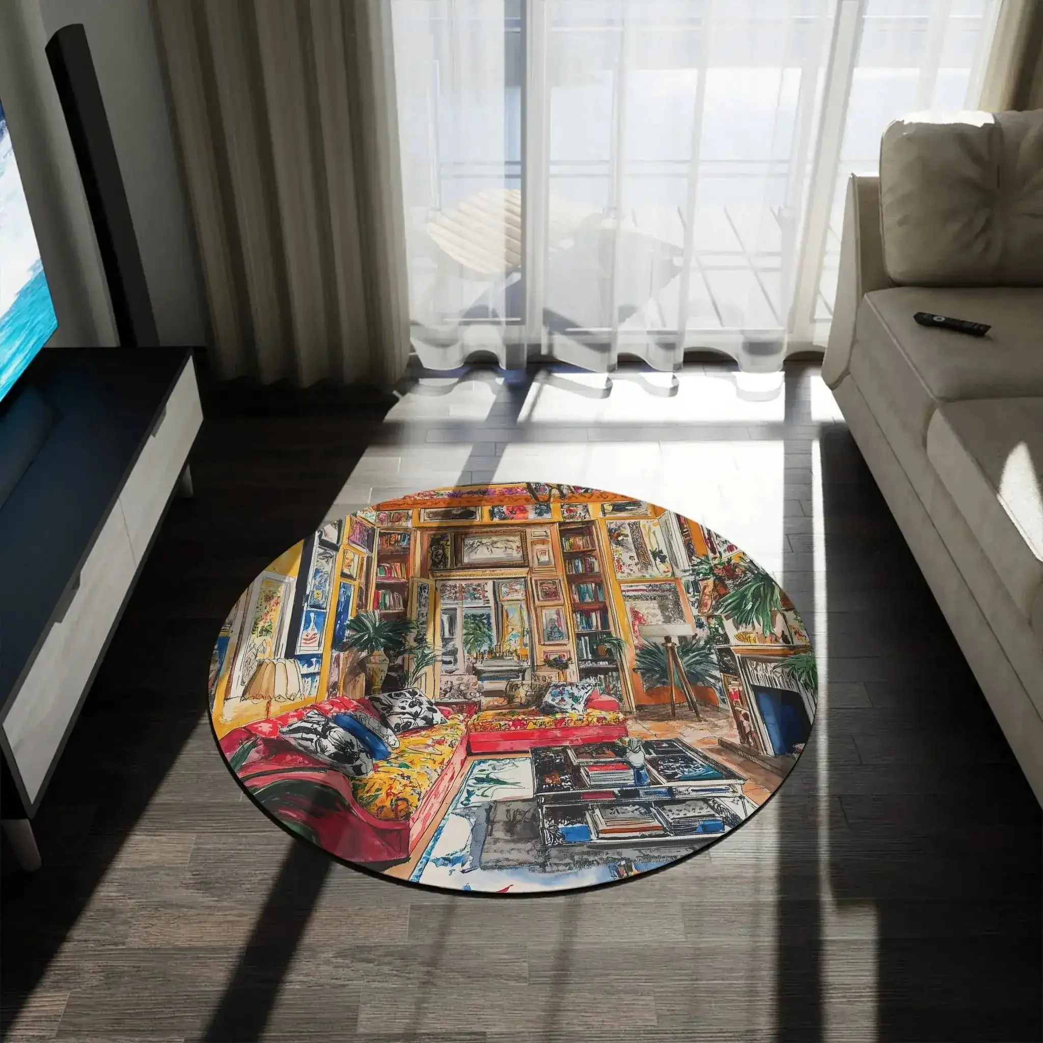 Vibrant Floral Deco Round Rug - Image 4