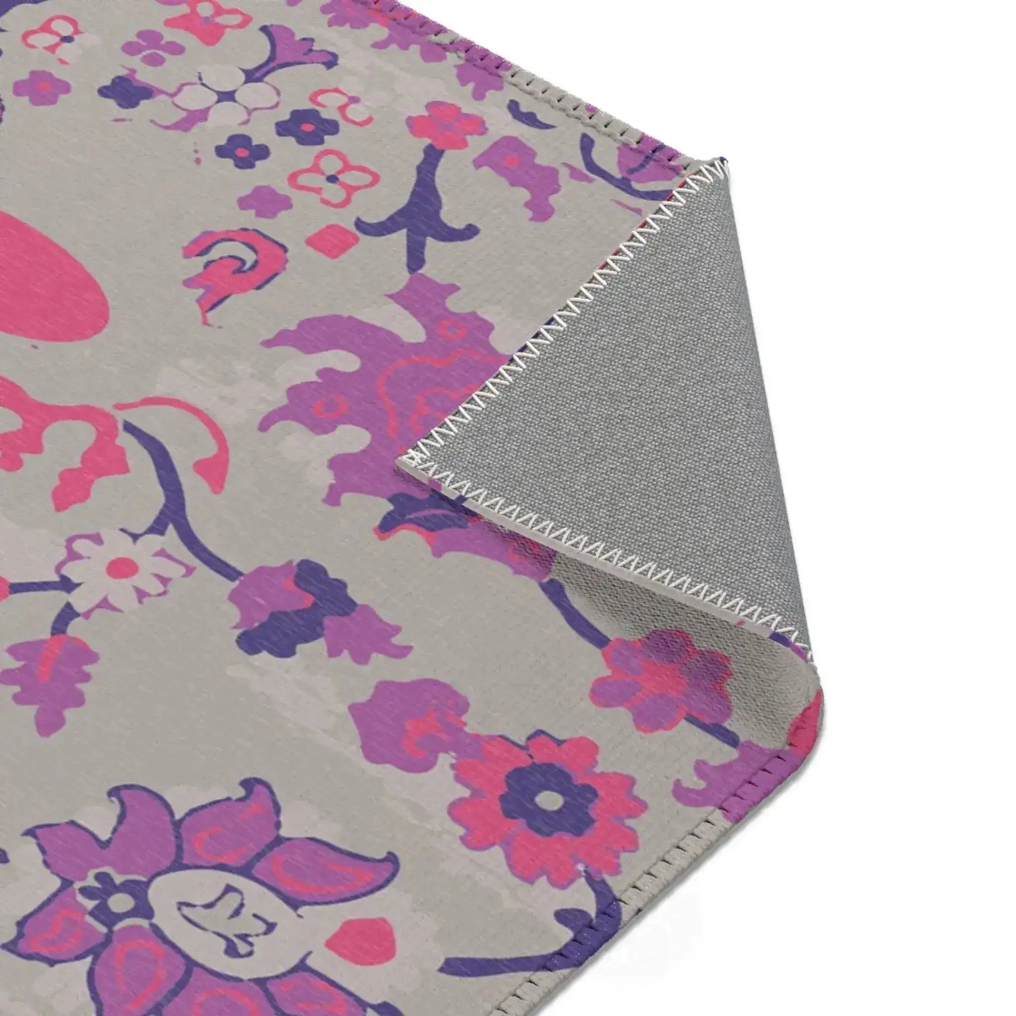 Vibrant Fuchsia & Violet Floral Accent Rug - Image 5