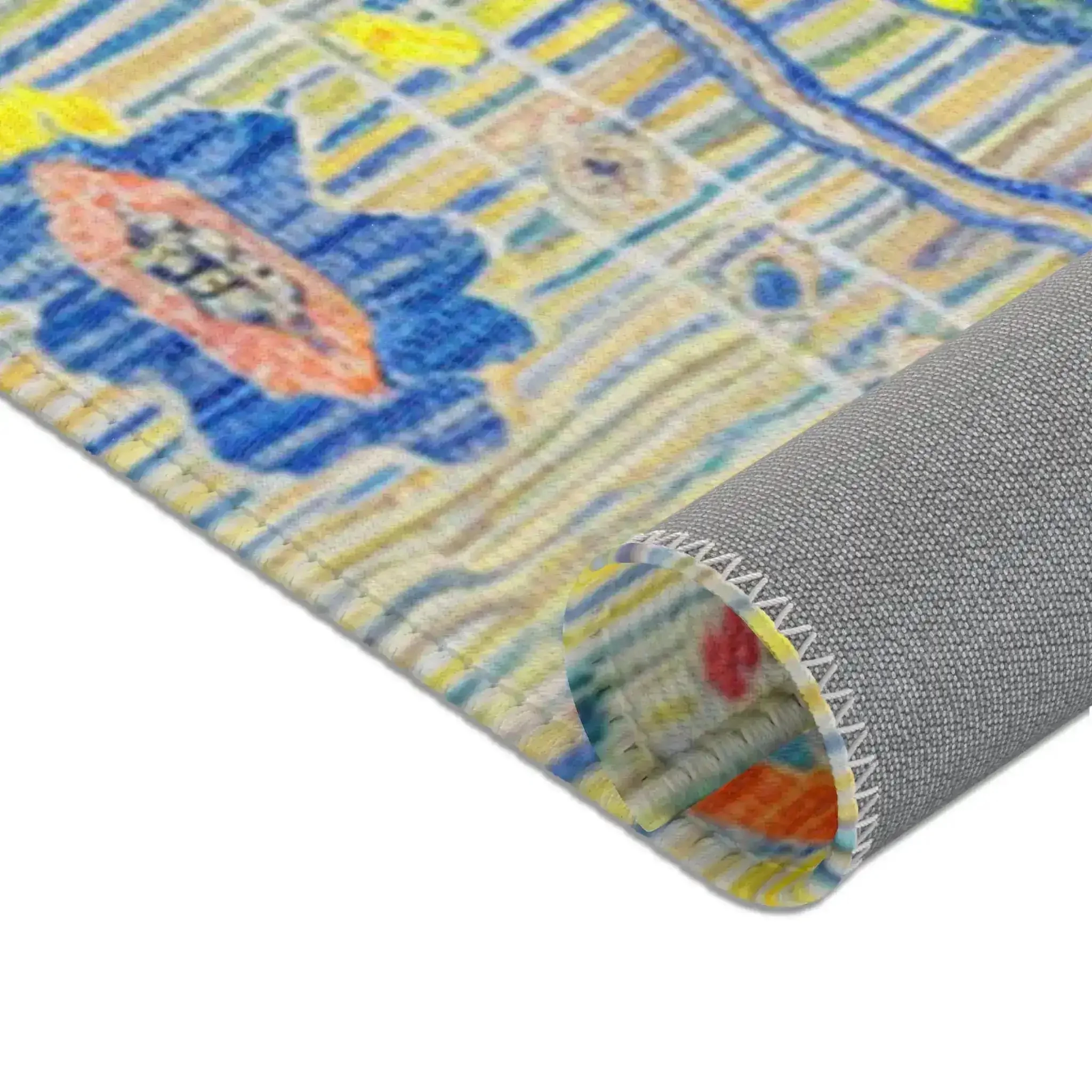 Vibrant Pastel Blue and Yellow Tribal Pattern Accent Rug - Image 9