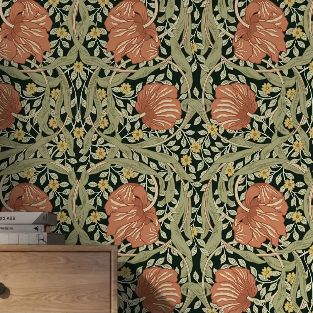Vintage Leaf and Floral Wallpaper - Image 3