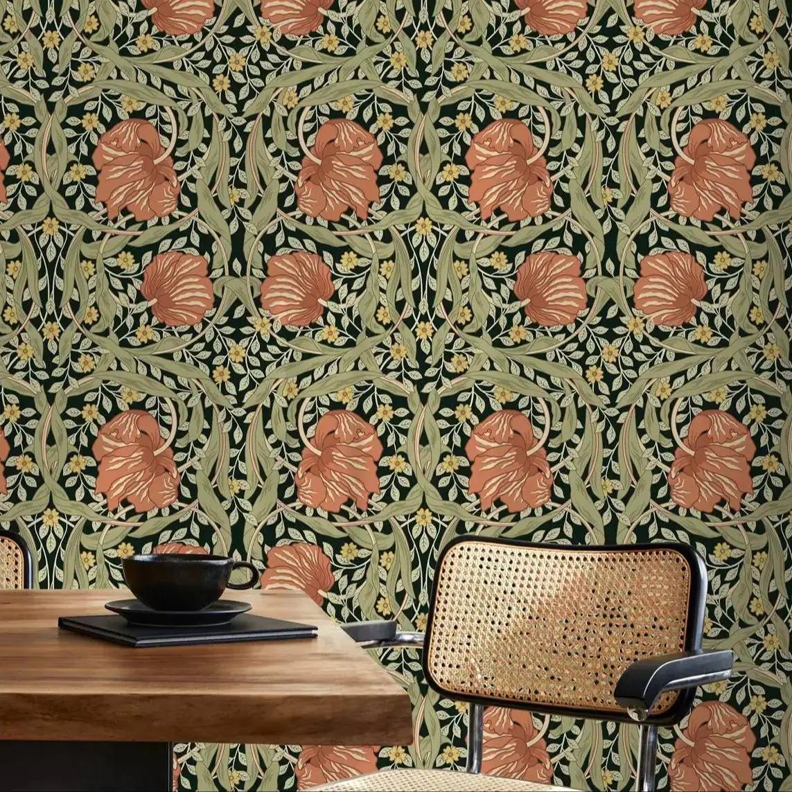 Vintage Leaf and Floral Wallpaper - Image 4