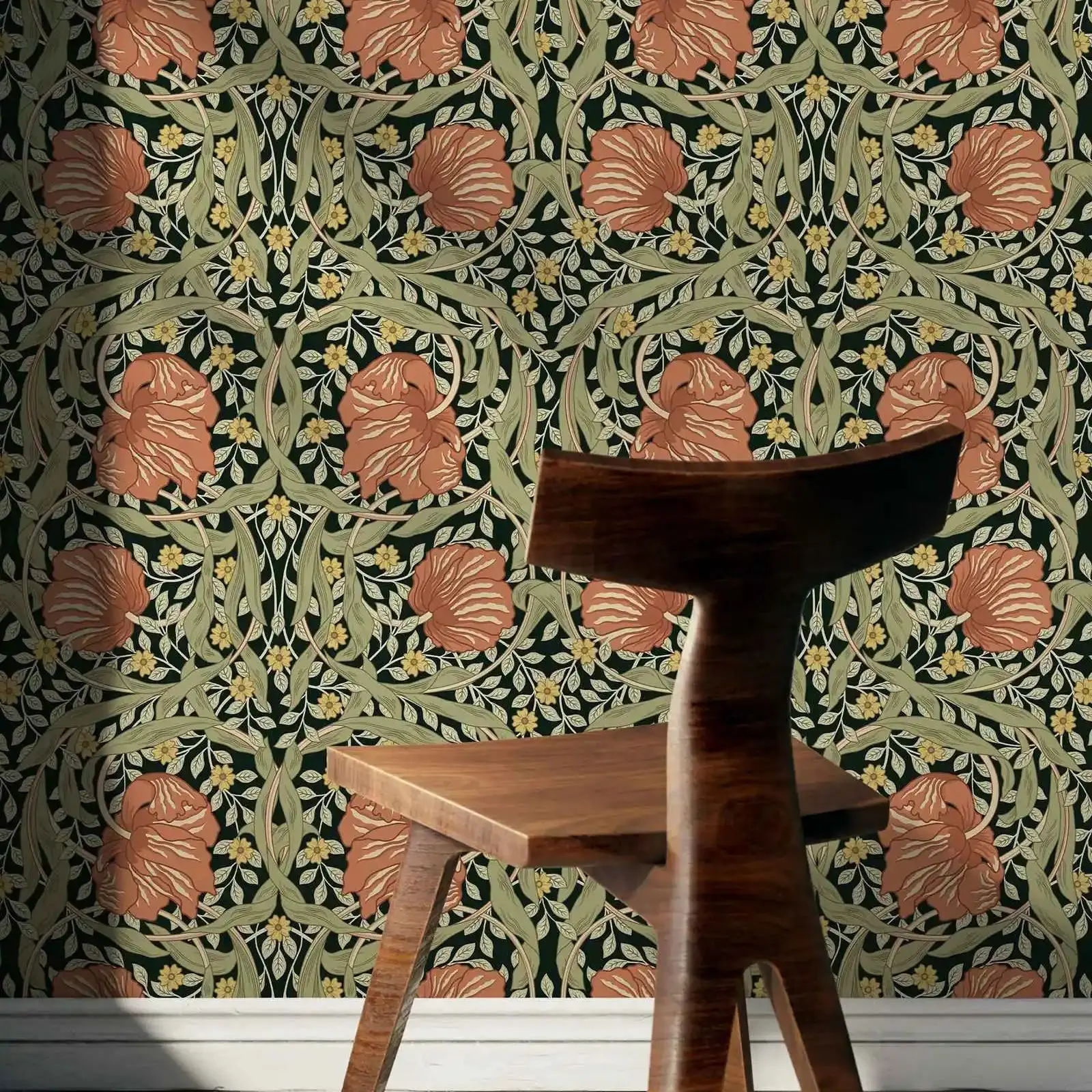 Vintage Leaf and Floral Wallpaper - Image 5