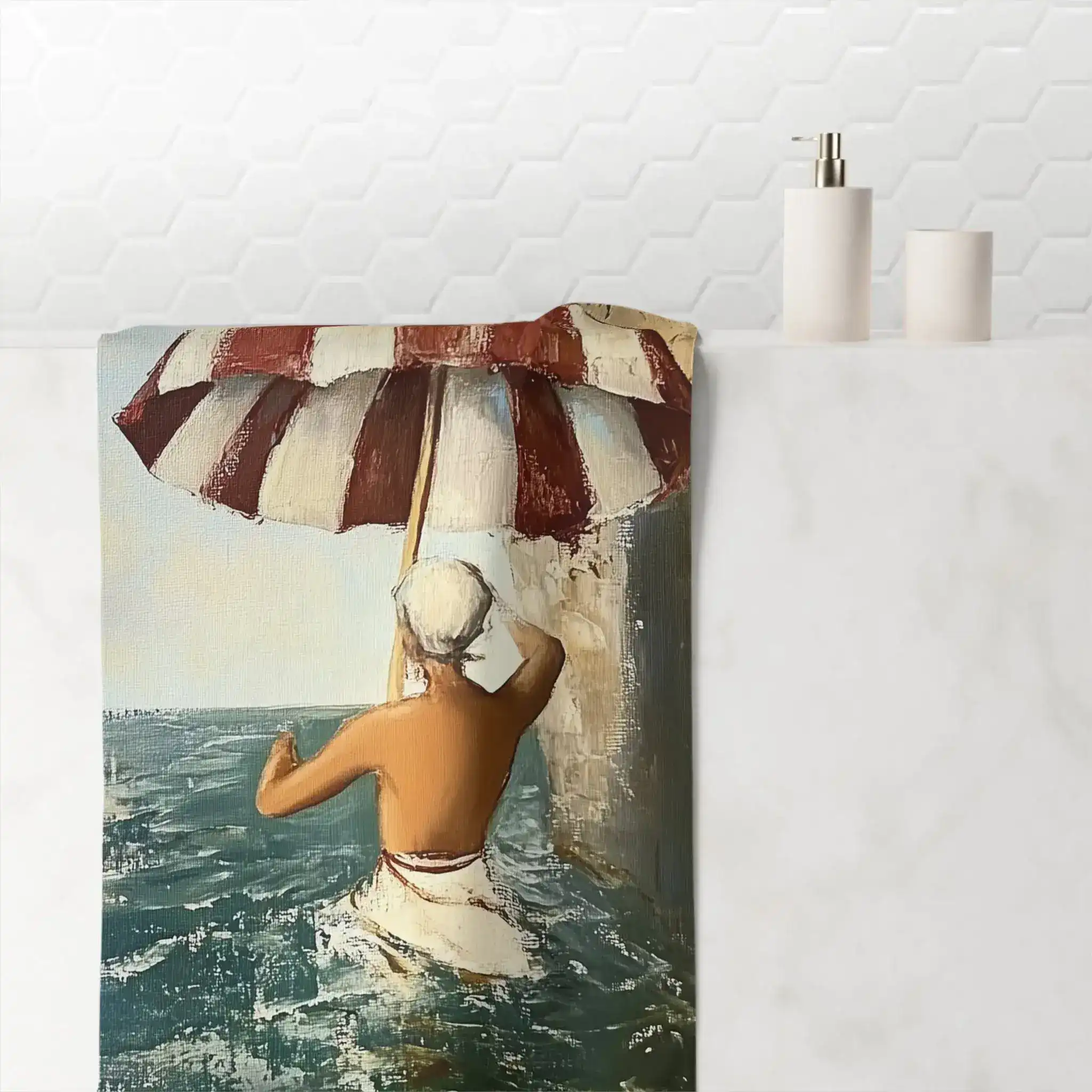 Vintage Beach Umbrella Bath Towel - Image 4