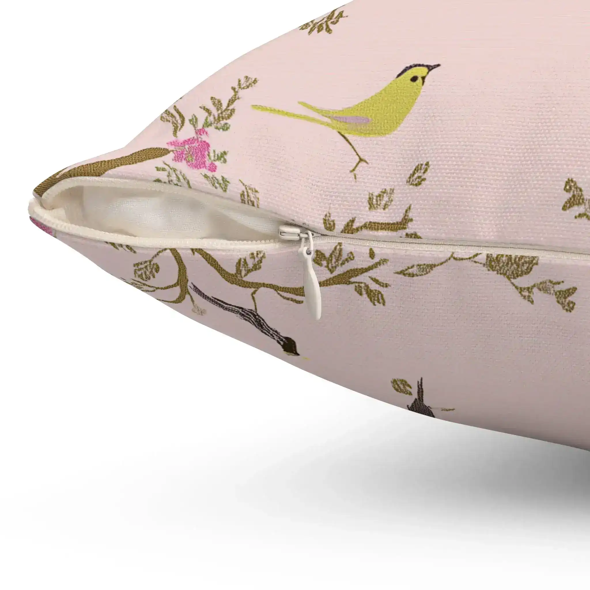 Vintage Bird & Blossom Throw Pillow 14" - Image 2