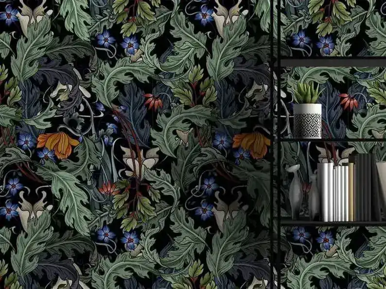 Vintage Dark Winter Floral Botanical Wallpaper - Image 5