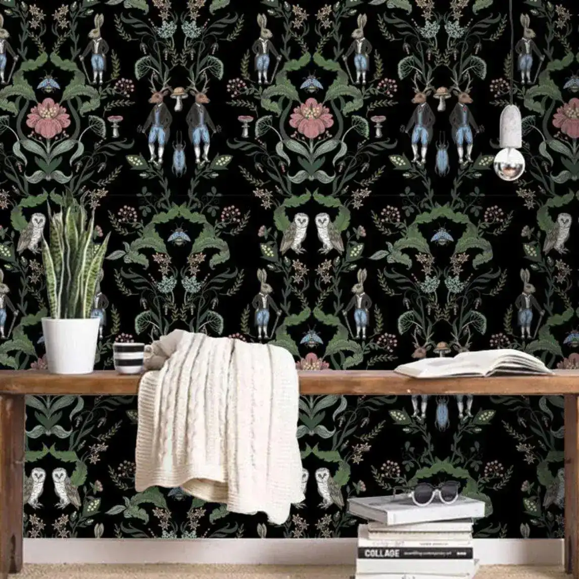 Vintage Fairy Animals Botanical Art Deco Floral Wall Paper - Image 4