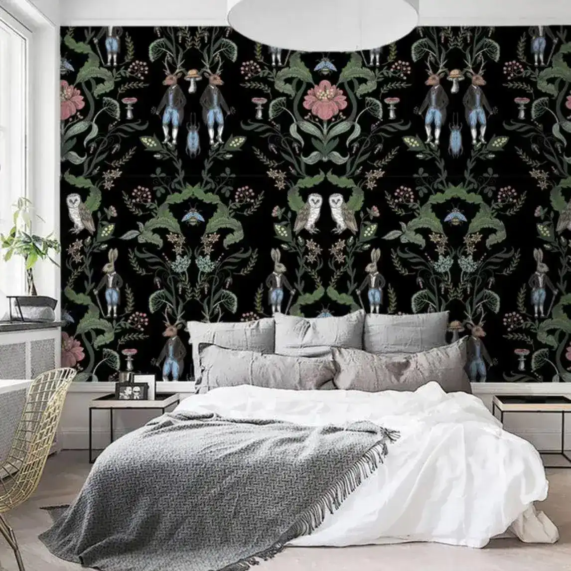 Vintage Fairy Animals Botanical Art Deco Floral Wall Paper - Image 5