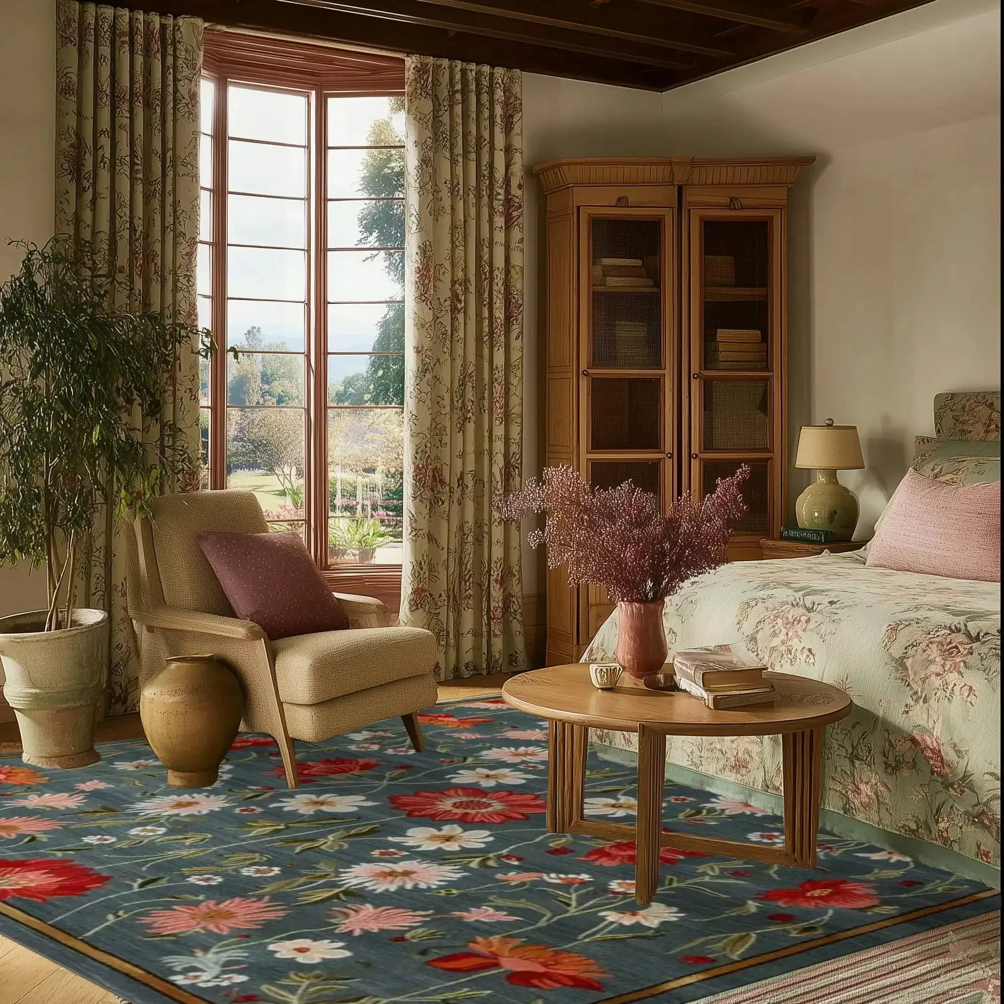 Vintage Floral Delight Hand Tufted Wool Rug - Image 4