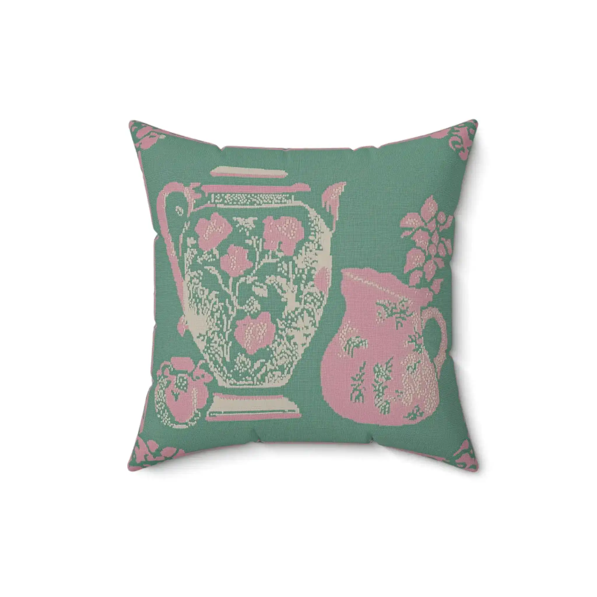 Vintage Floral Pitchers Throw Pillow - Image 3