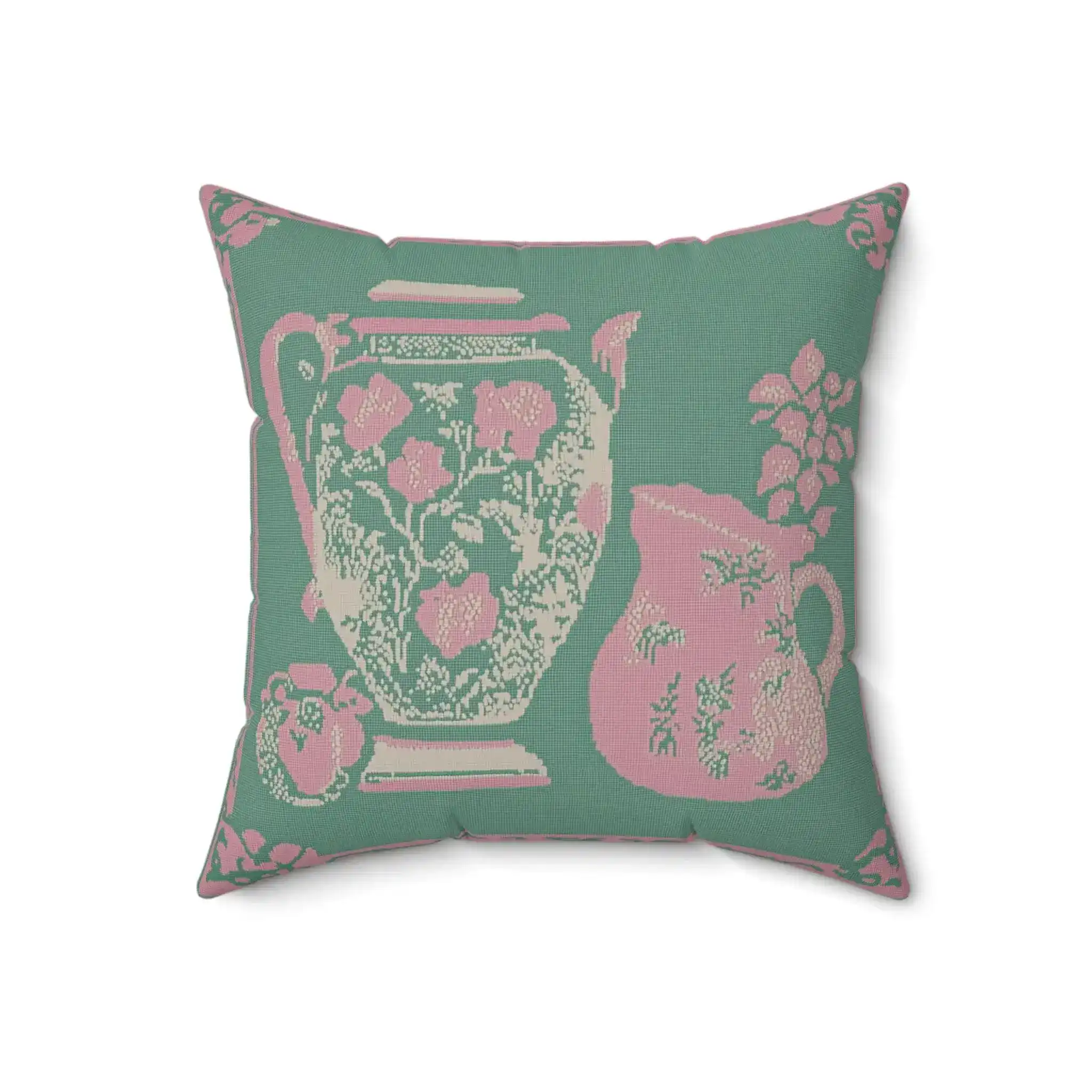 Vintage Floral Pitchers Throw Pillow - Image 4