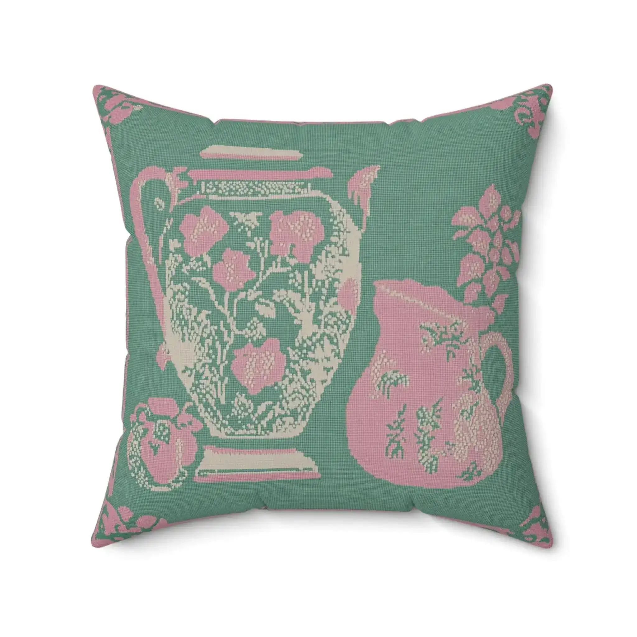Vintage Floral Pitchers Throw Pillow - Image 5