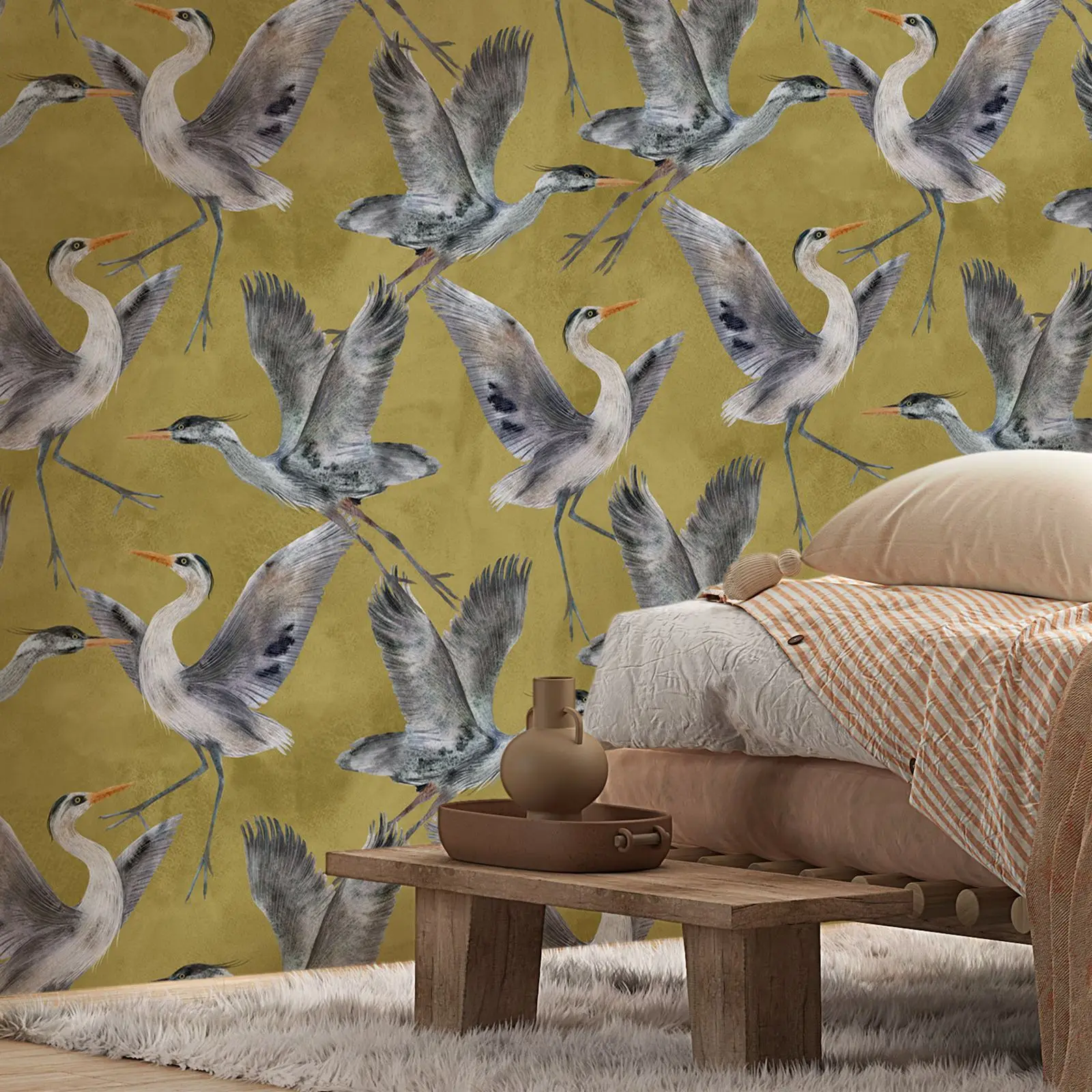 Vintage Heron and Crane Wallpaper - Image 3