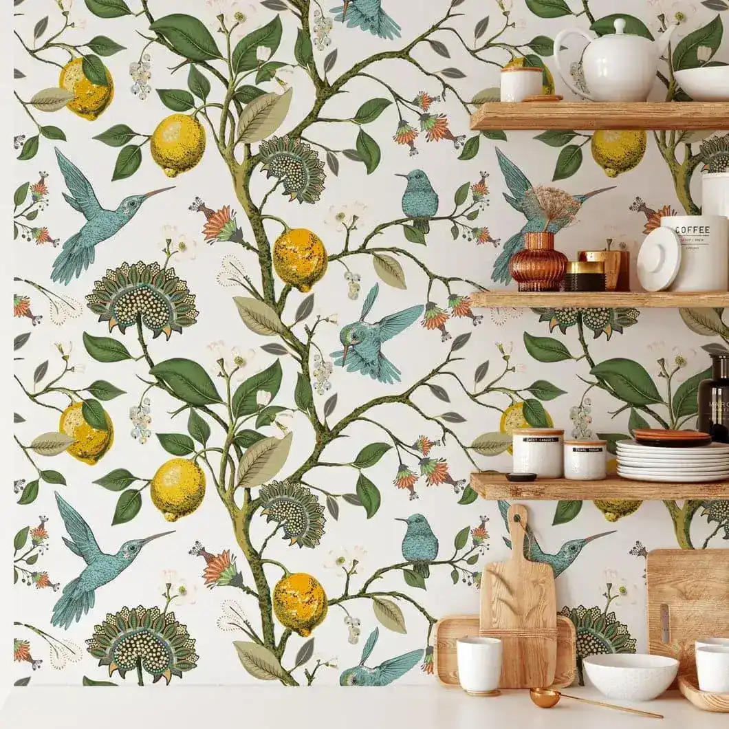 Vintage Hummingbird Chinese Style Birds Tree Branch Wallpaper - Image 4