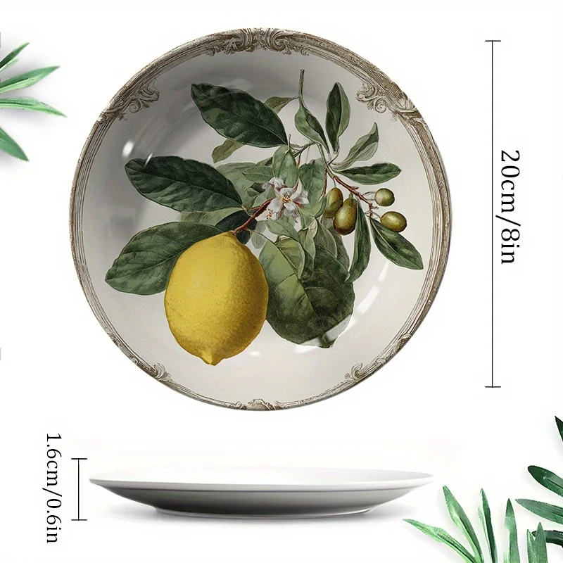 Vintage Lemon & Olive Branch Ceramic Wall Plate - Image 3