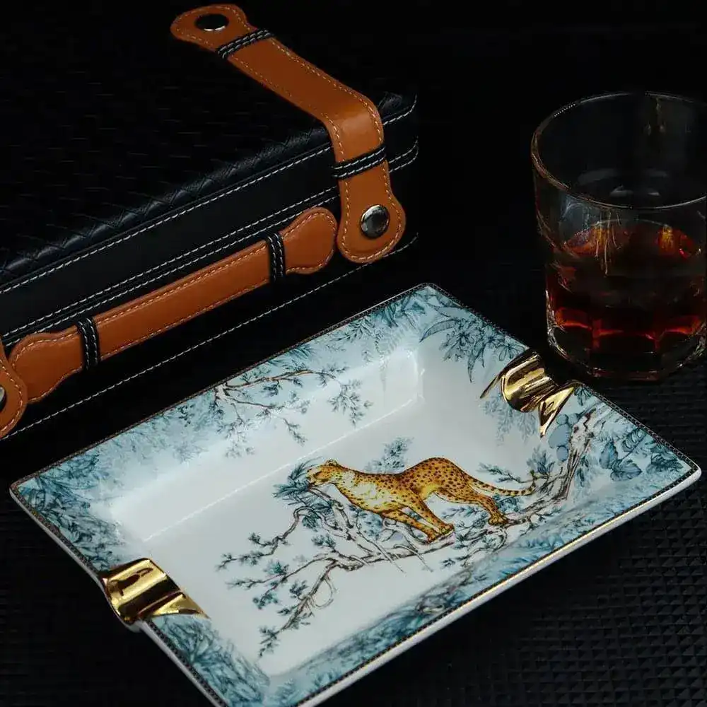 Vintage Leopard in the Forest Porcelain Tray - Image 2