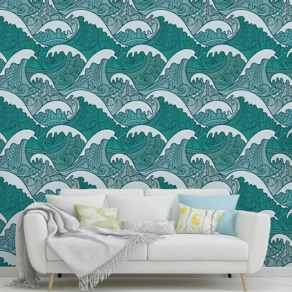Vintage Oriental Wave Wallpaper - Image 3