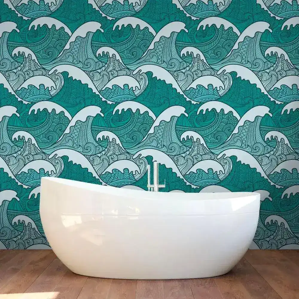 Vintage Oriental Wave Wallpaper - Image 4