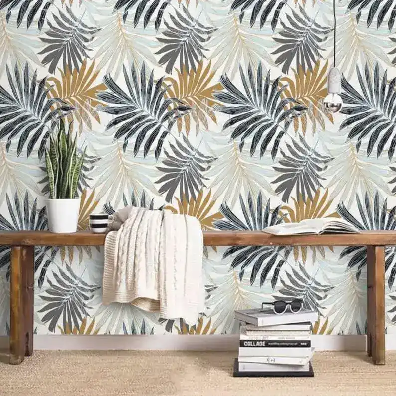 Vintage Oversized Ferns Tropical Leaves Wallpaper - Image 5