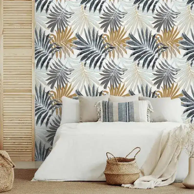 Vintage Oversized Ferns Tropical Leaves Wallpaper - Image 7