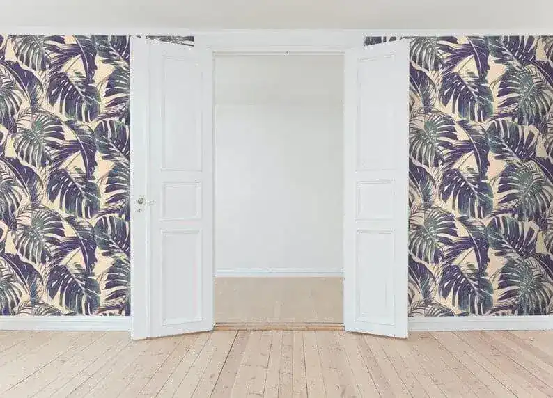 Vintage Purple Monstera Palm Leaves Wallpaper - Image 7