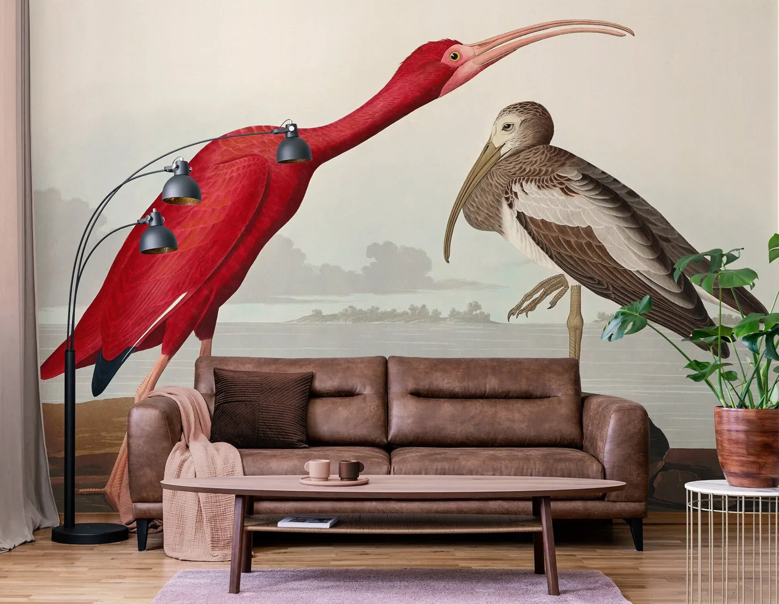 Vintage Scarlet Ibis Bird Mural - Image 4