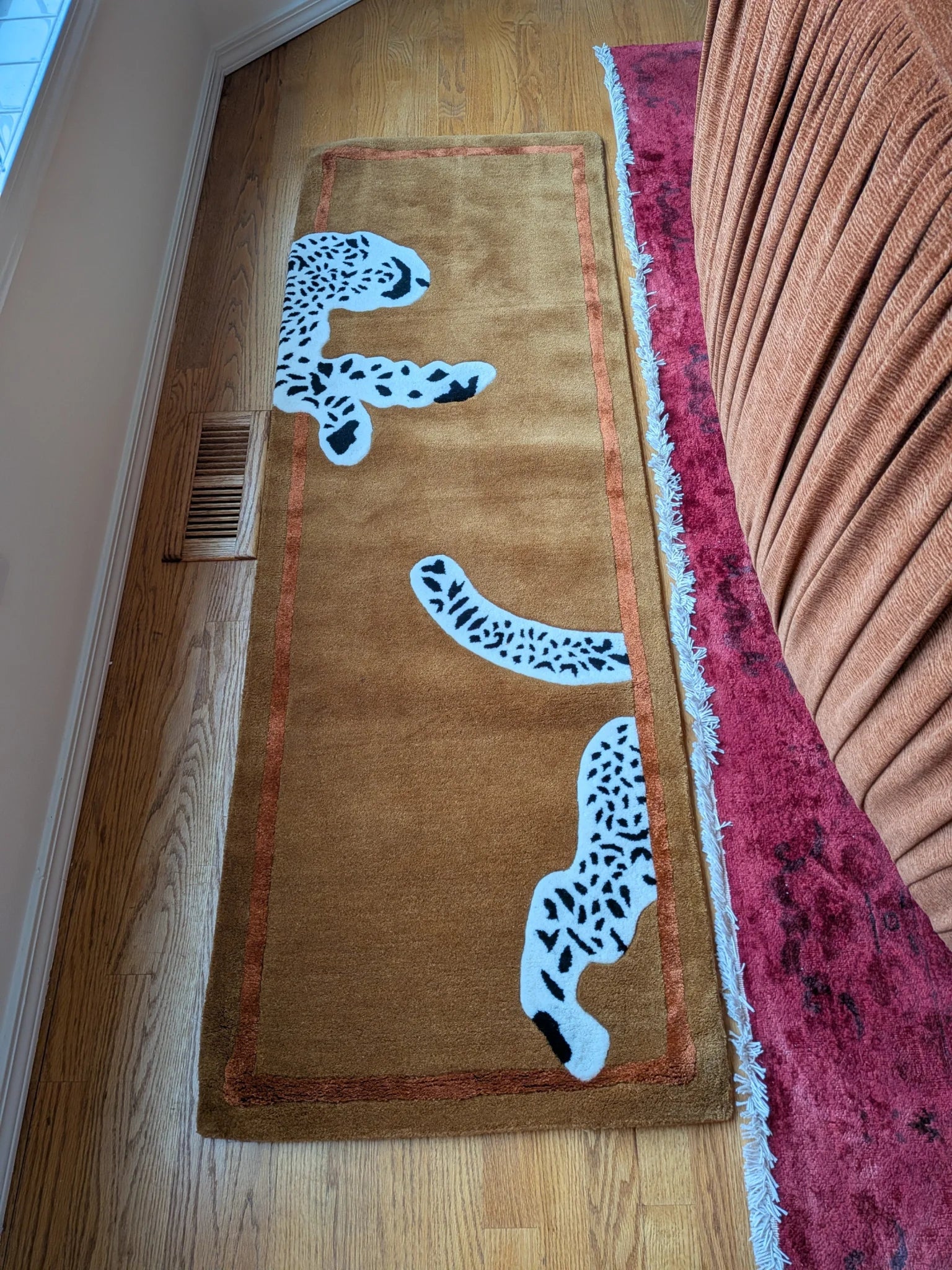 Walking Leopard on Silk Road Hand Tufted Runner Rug - Brown 2' x 6' - Image 13