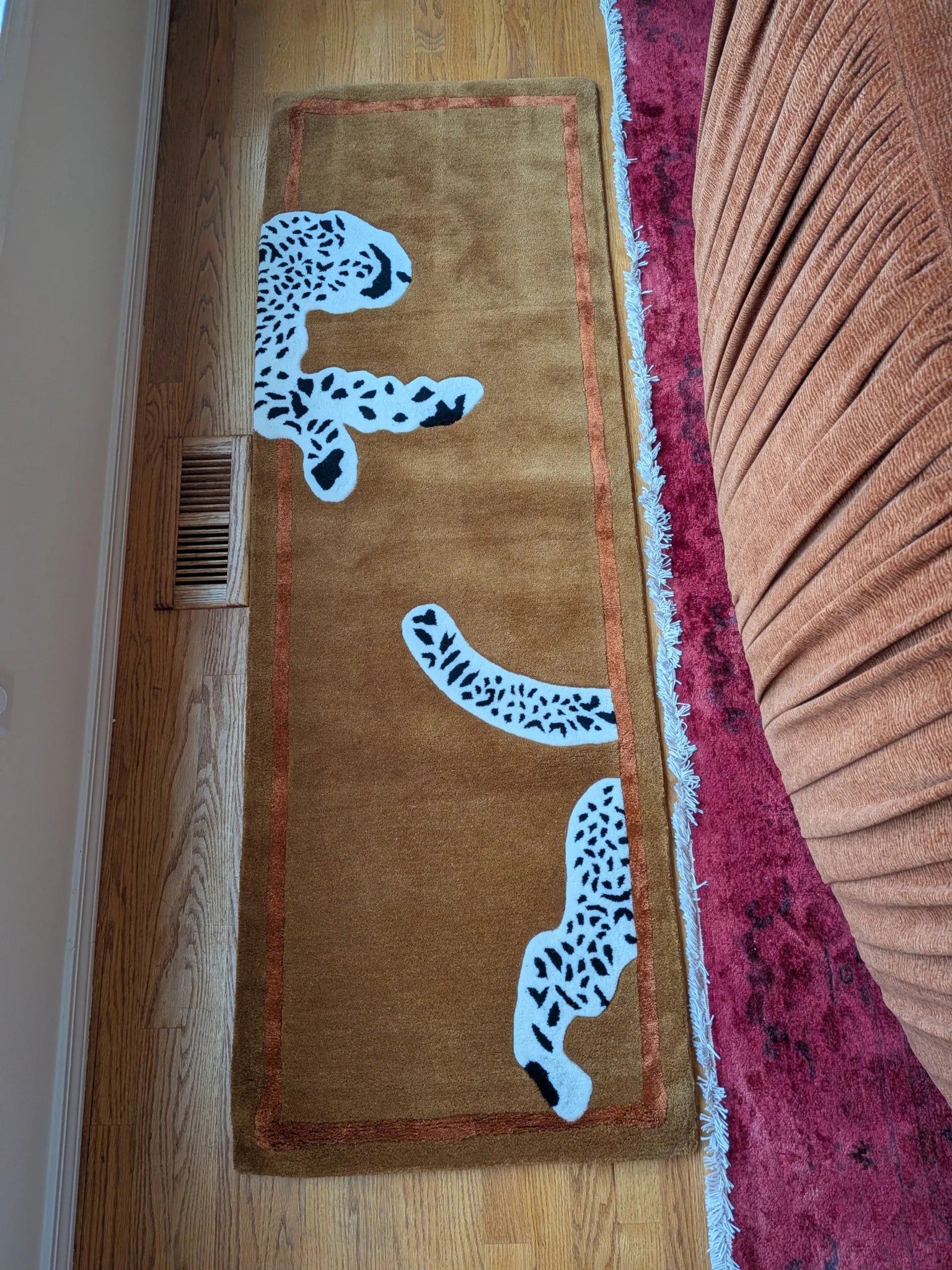 Walking Leopard on Silk Road Hand Tufted Runner Rug - Brown 2' x 6' - Image 14