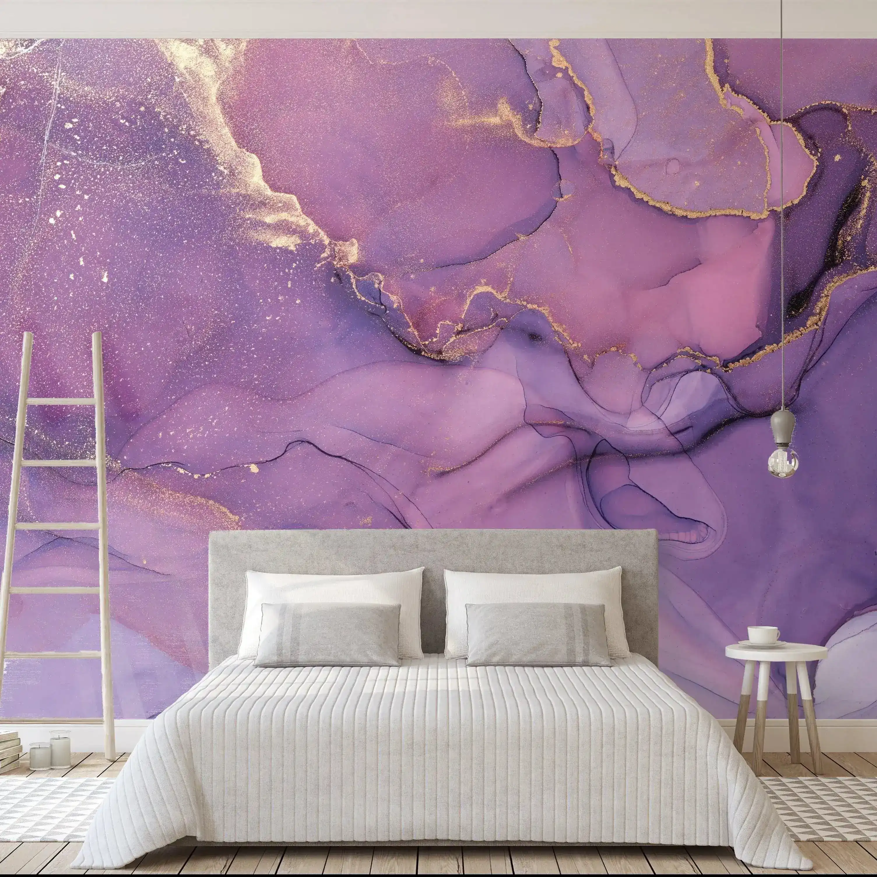 Watercolor Abstract Purple Marble Alcohol Ink Mural - Image 4