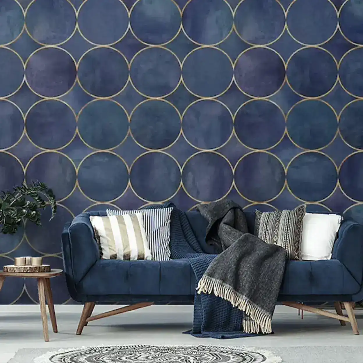 Watercolor Geometric Circles Wall Mural - Image 3