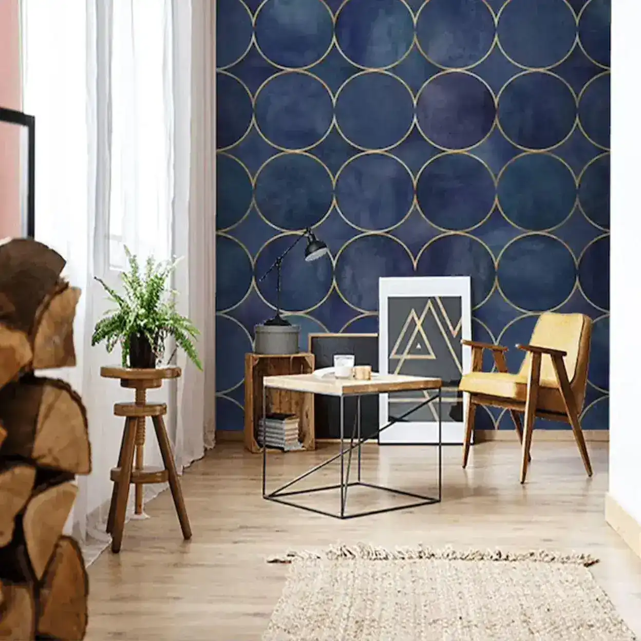 Watercolor Geometric Circles Wall Mural - Image 4