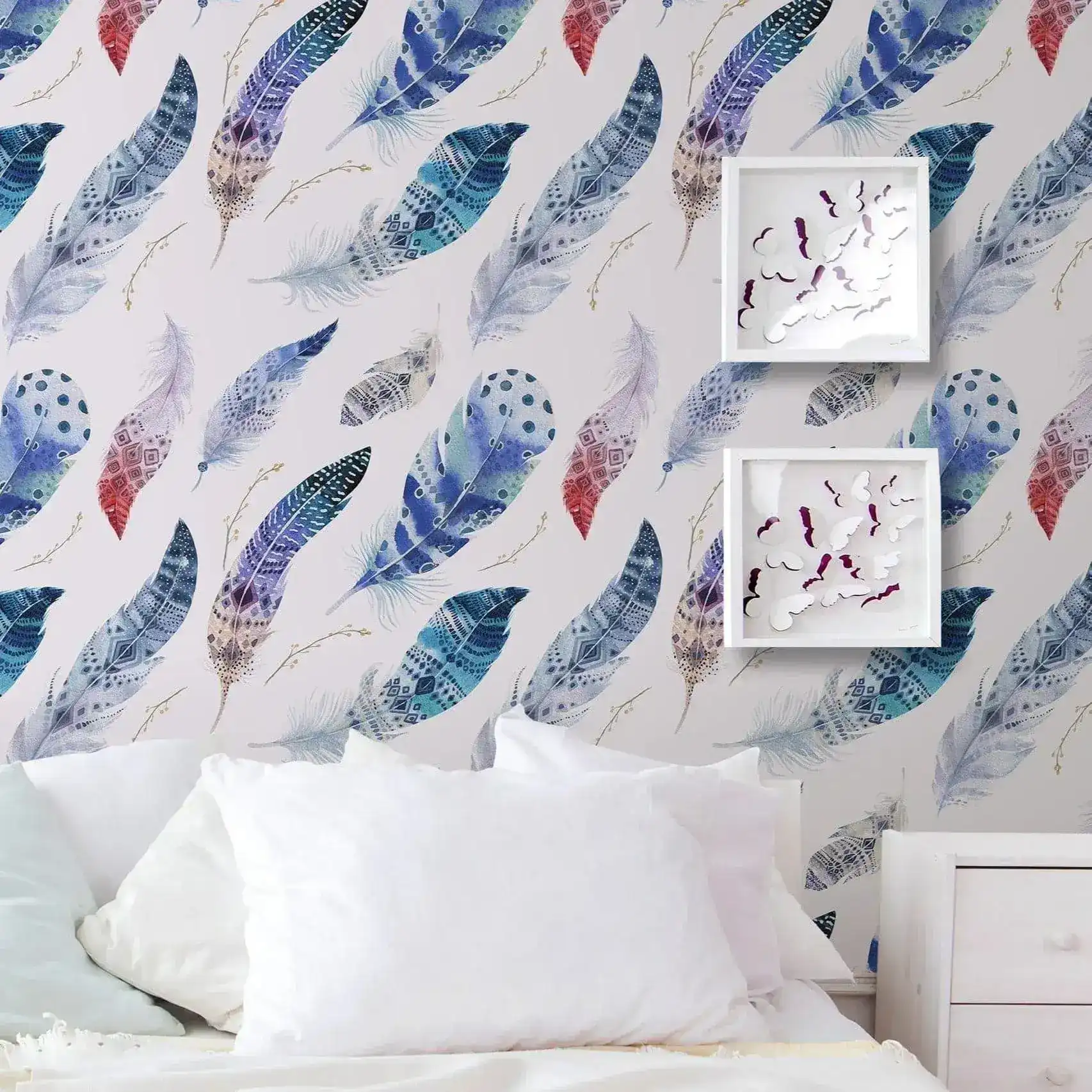 Watercolor Indian Feathers Removable Wallpaper - Image 3