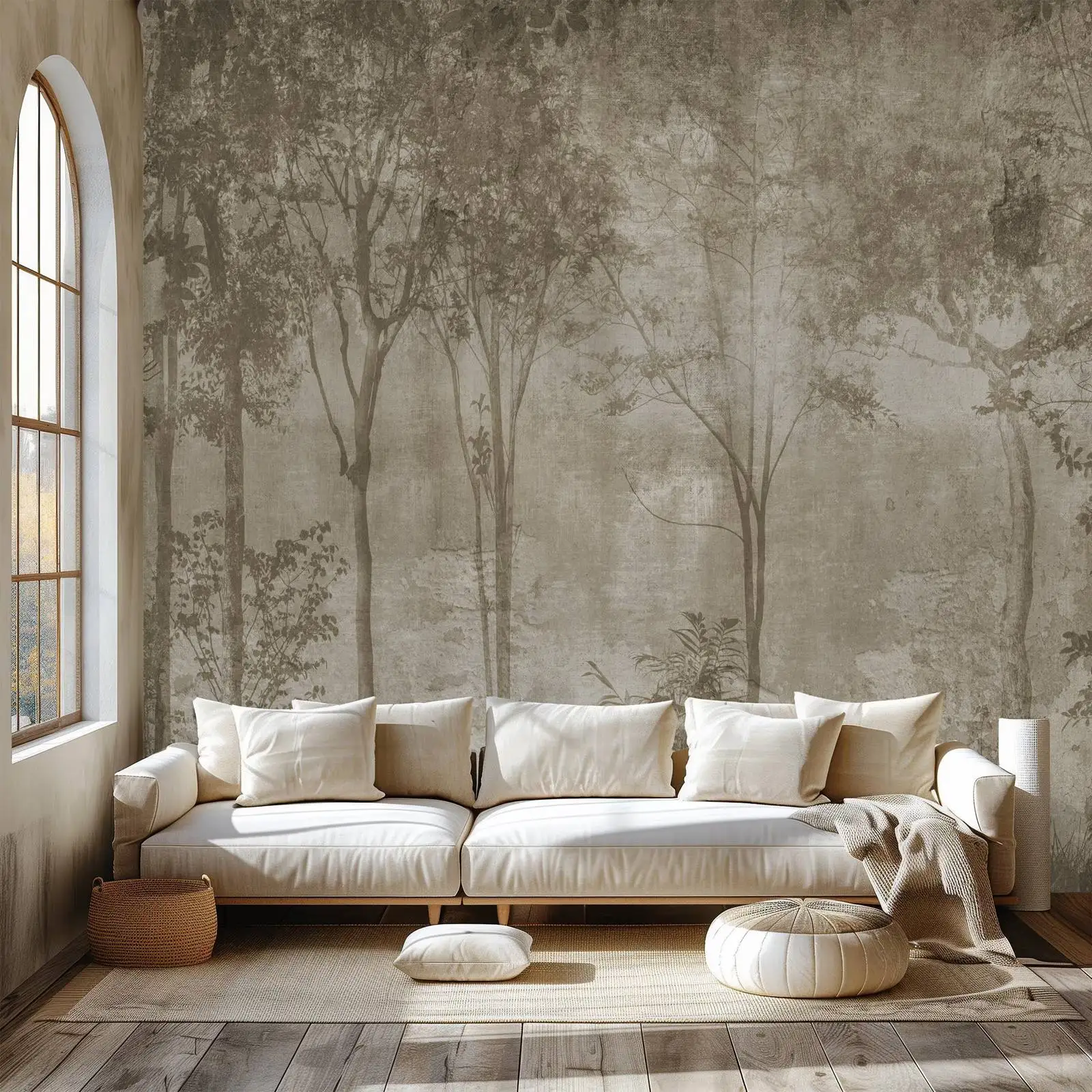 Watercolor Tree Landscape Mural - Image 3