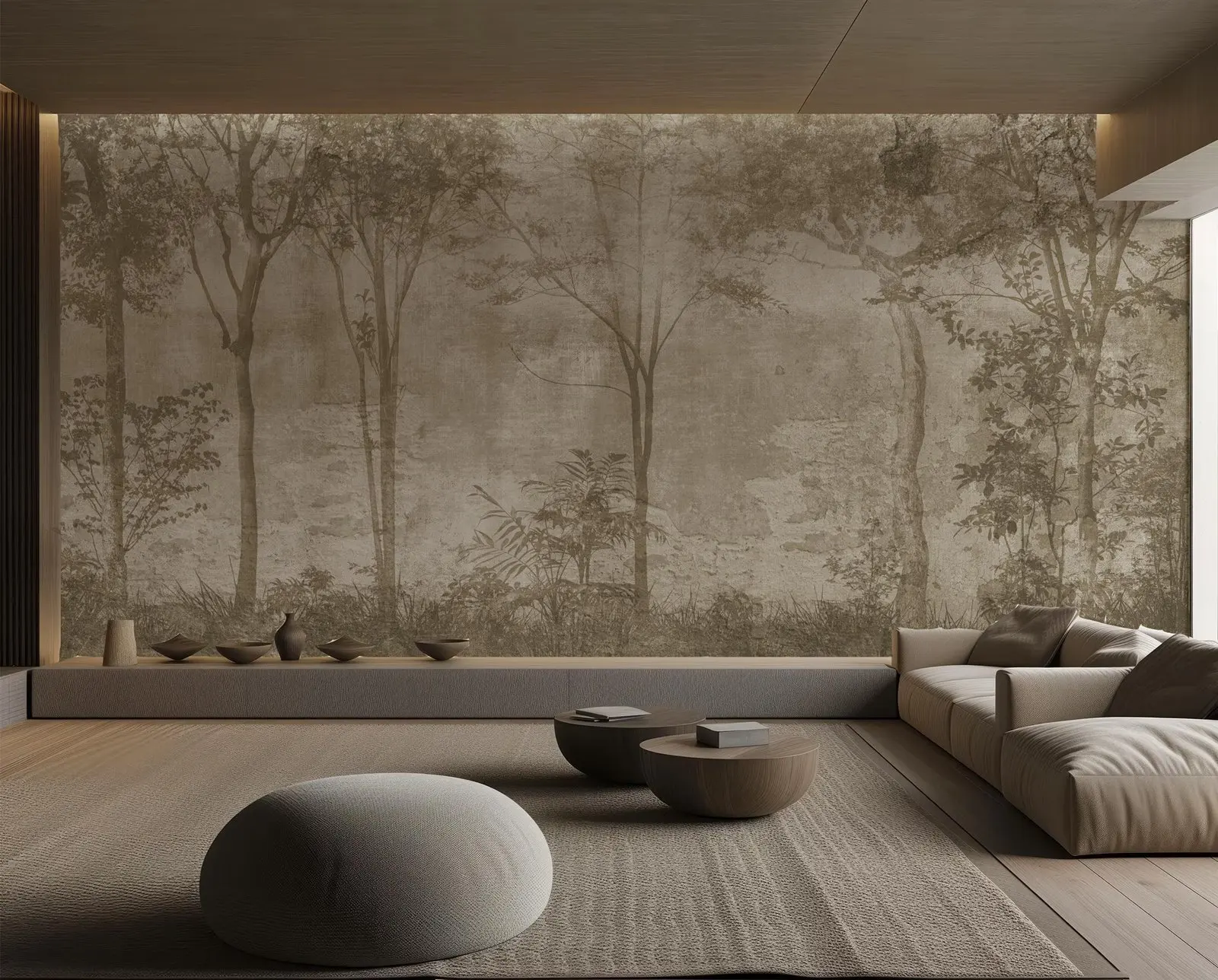 Watercolor Tree Landscape Mural - Image 4