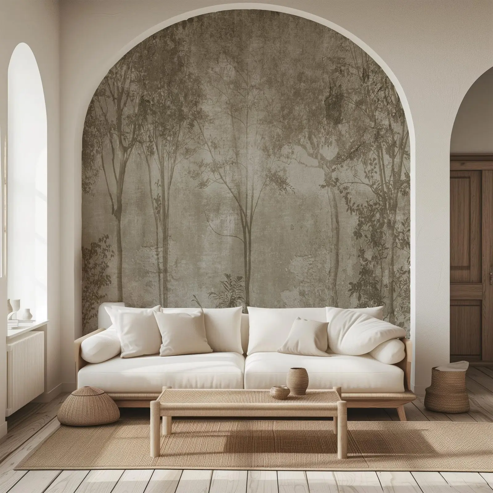 Watercolor Tree Landscape Mural - Image 5