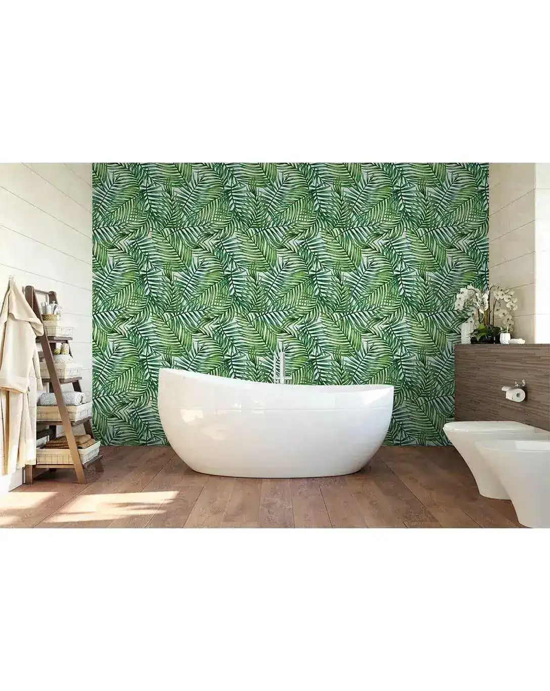 Watercolor Tropical Green Palm Leaves Removable Wallpaper - Image 6