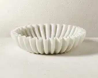 Wavy White Marble Decorative Fruit Bowl - Image 3