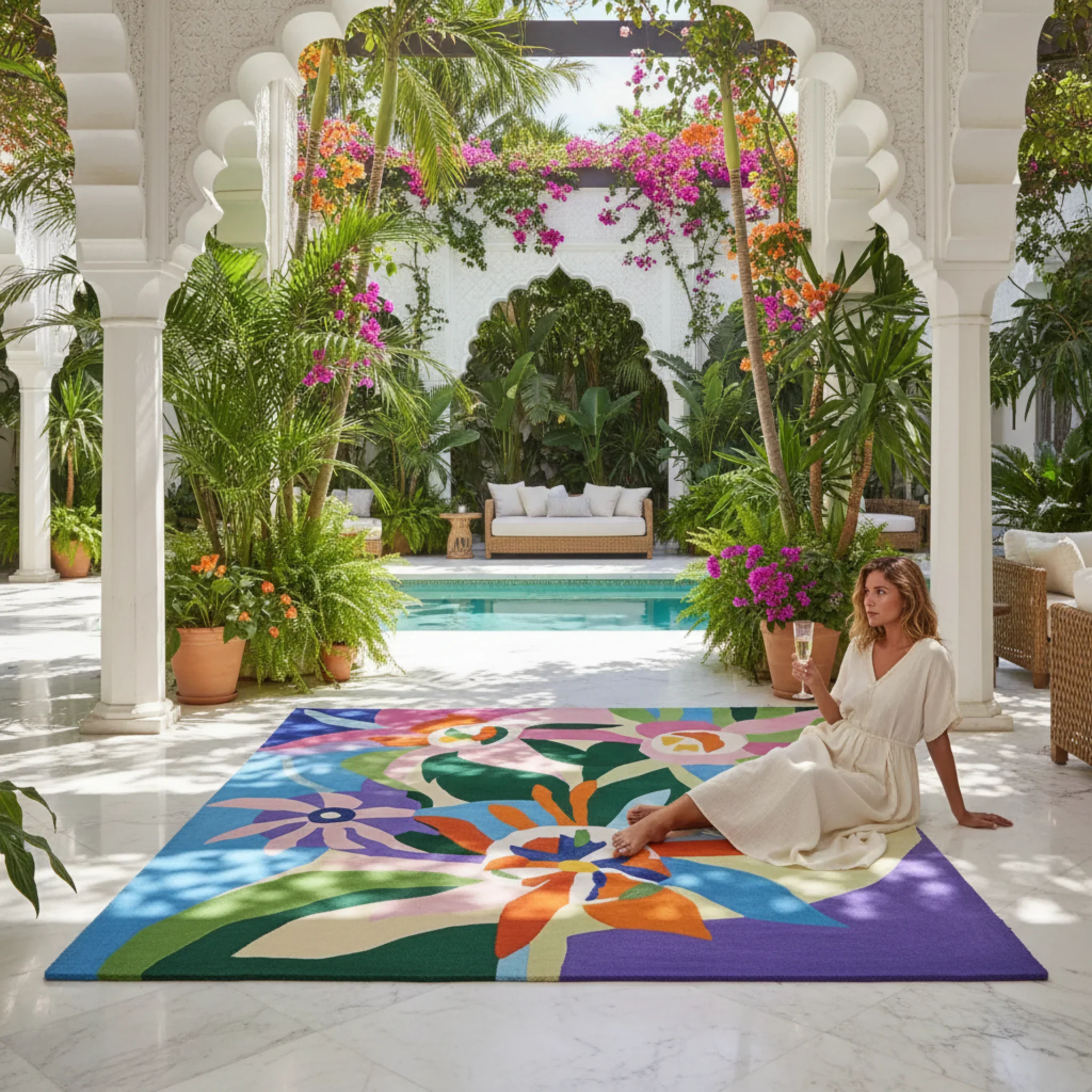 Whimsical Floral Drift Hand Tufted Rug - Image 3